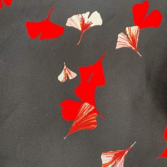Banana Republic Floral Print Flutter Sleeve Shift Dress Black Red Size 0 XS - Picture 11 of 13